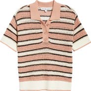 CITY BLUES Open Knit Polo Sweater