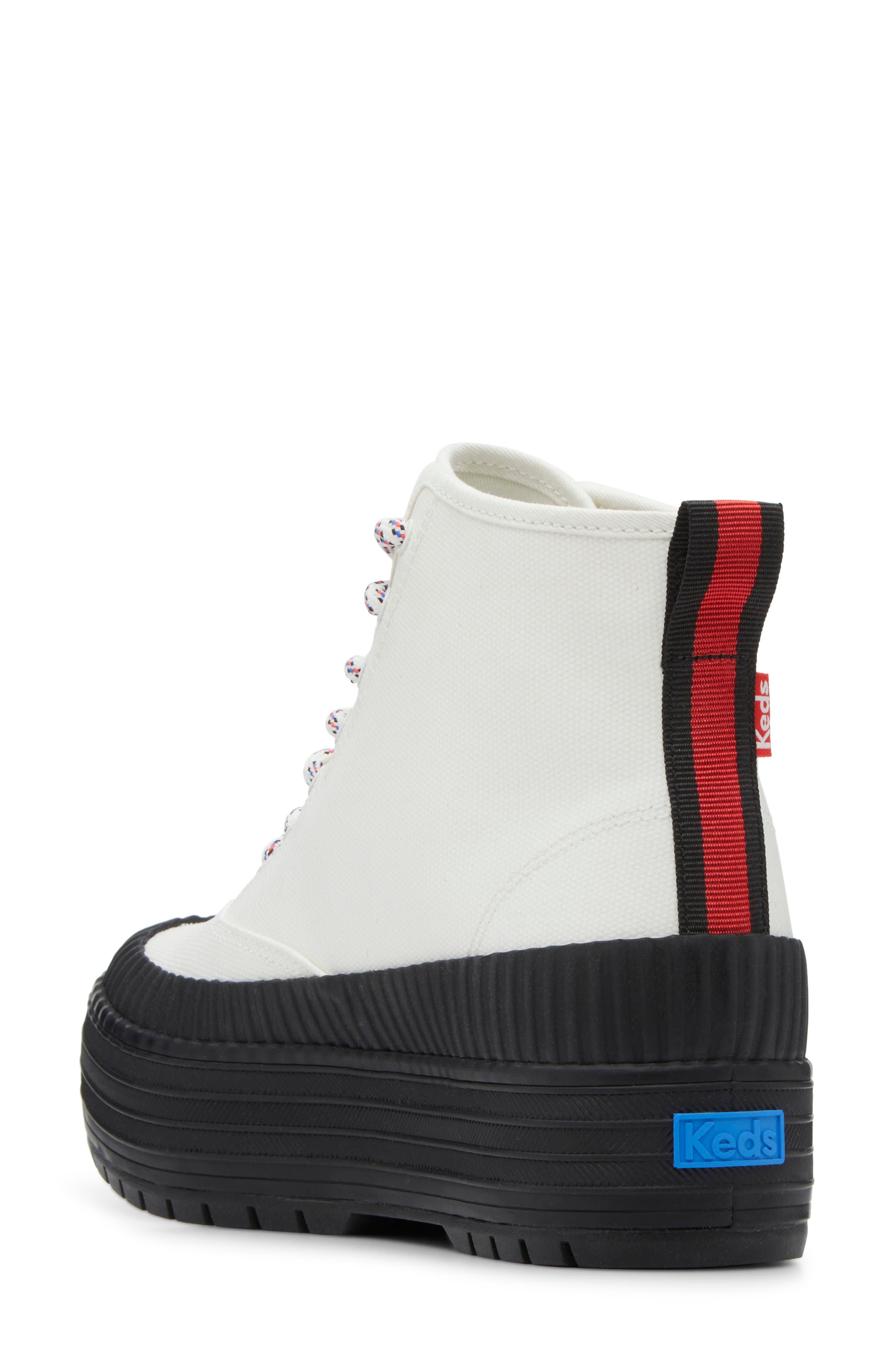 The Platform Sneaker Bootie, Alternate, color, WHITE/ BLACK
