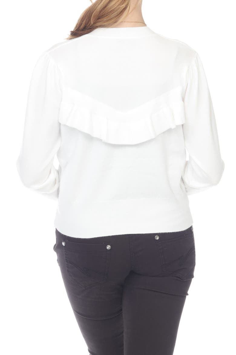 Ruffle Front Cardigan, Alternate, color, WHITE