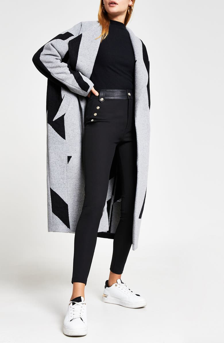 River Island High Neck Long Sleeve Brushed Rib Top, Alternate, color, 