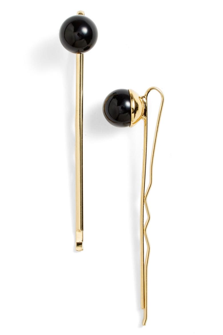 'Little Pearl' Bobby Pins, Main, color, MYSTIC BLACK PEARL/ GOLD
