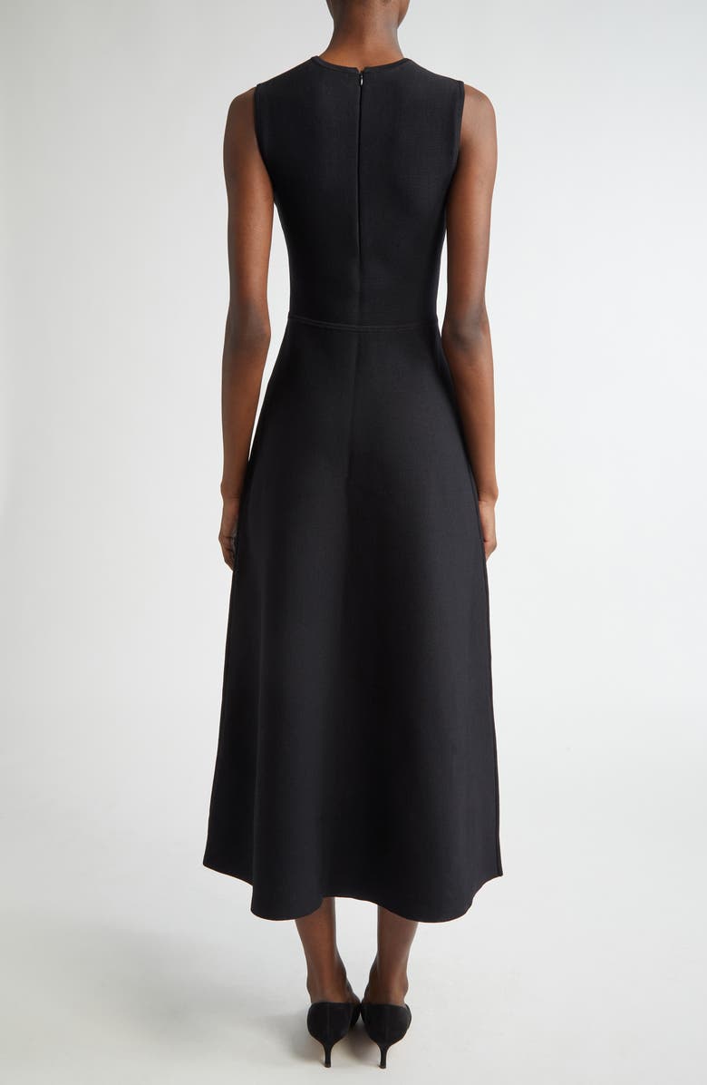 Lela Rose Hailey Floral Raffia Embroidered Knit Fit & Flare Dress, Alternate, color, Black