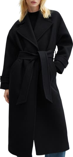 MANGO Wool Blend Garbardine Belted Coat Nordstrom