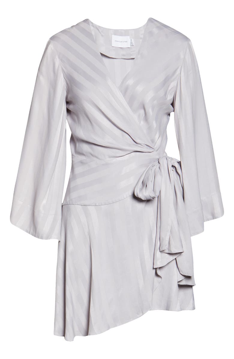 Significant Other Serenity Stripe Satin Wrap Minidress, Alternate, color, 