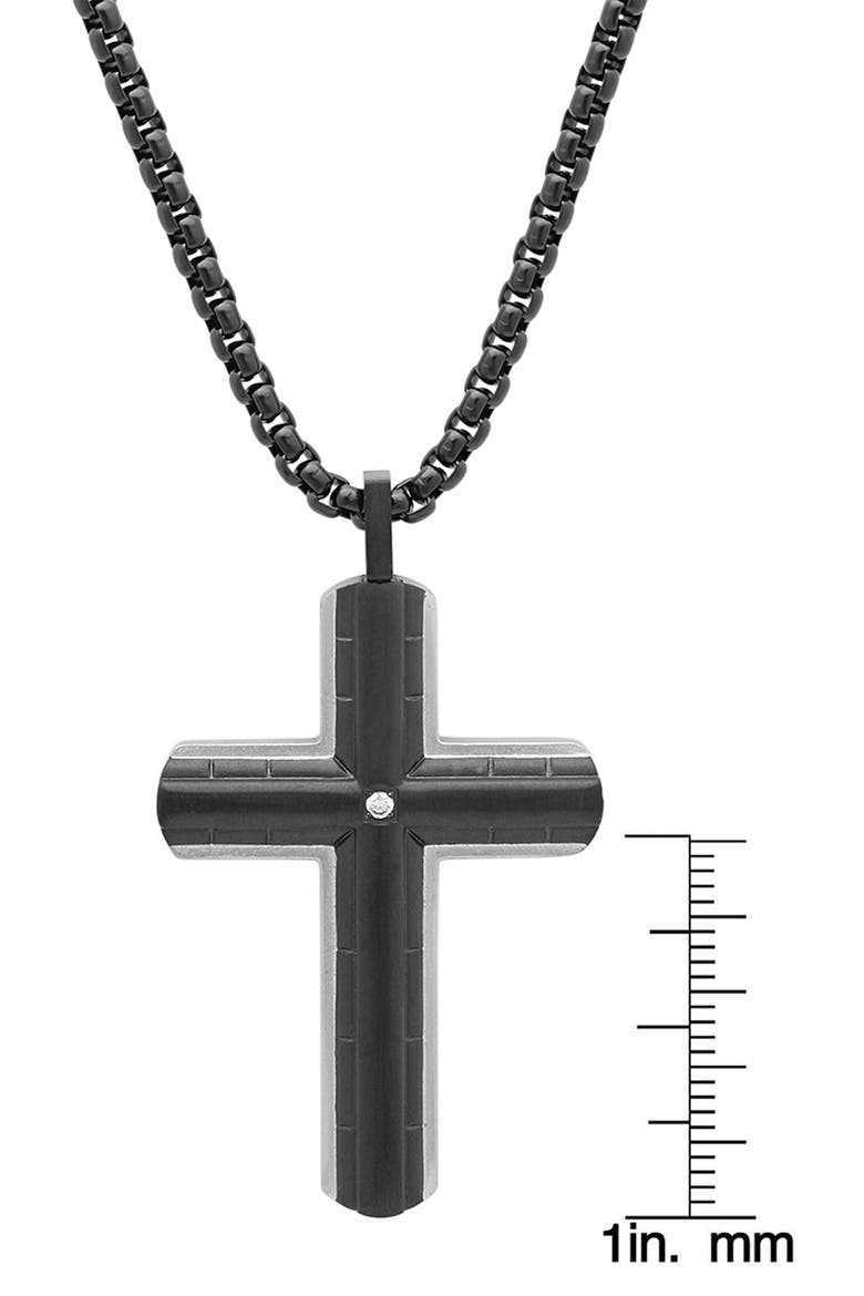 Men's Black IP Stainless Steel Cross Pendant Necklace, Alternate, color, BLACK