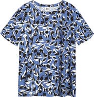 AK ANNE KLEIN Floral Pleat Sleeve T-Shirt