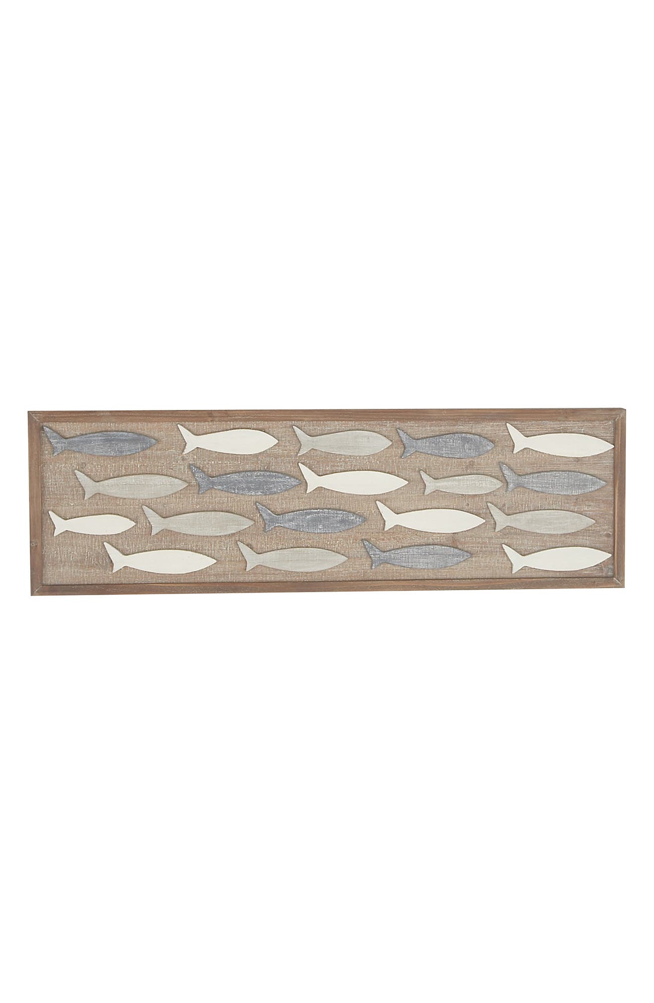 WILLOW ROW Brown Wood Coastal Fish Wall Decor