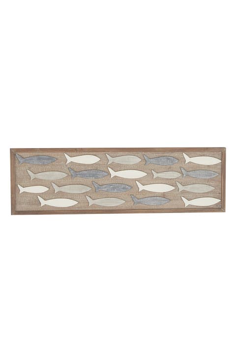 Brown Wood Coastal Fish Wall Decor