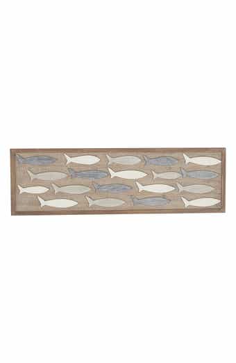 WILLOW ROW Brown Wood Coastal Fish Wall Decor