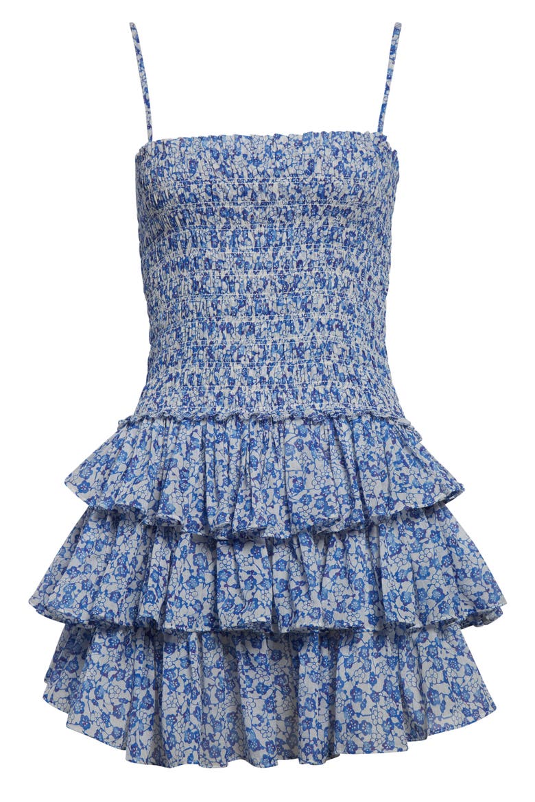 Elodie Floral Print Voile Minidress, Alternate, color, BLUE