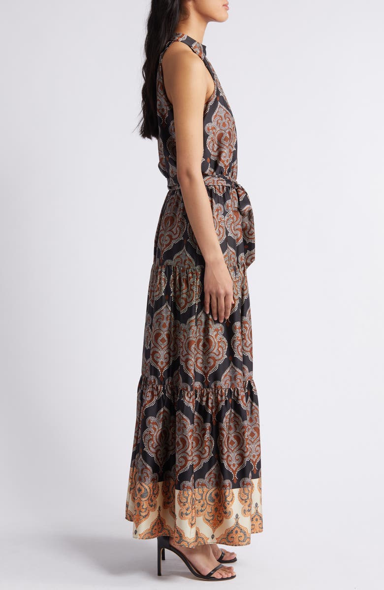 Julia Jordan Paisley Print Sleeveless Stretch Satin Maxi Dress, Alternate, color, 