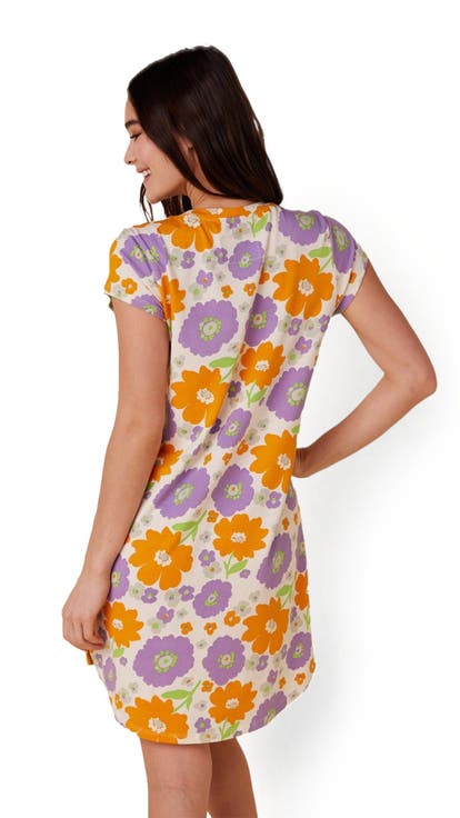 Pima Knit Short Sleeved Sleep Shirt Floral