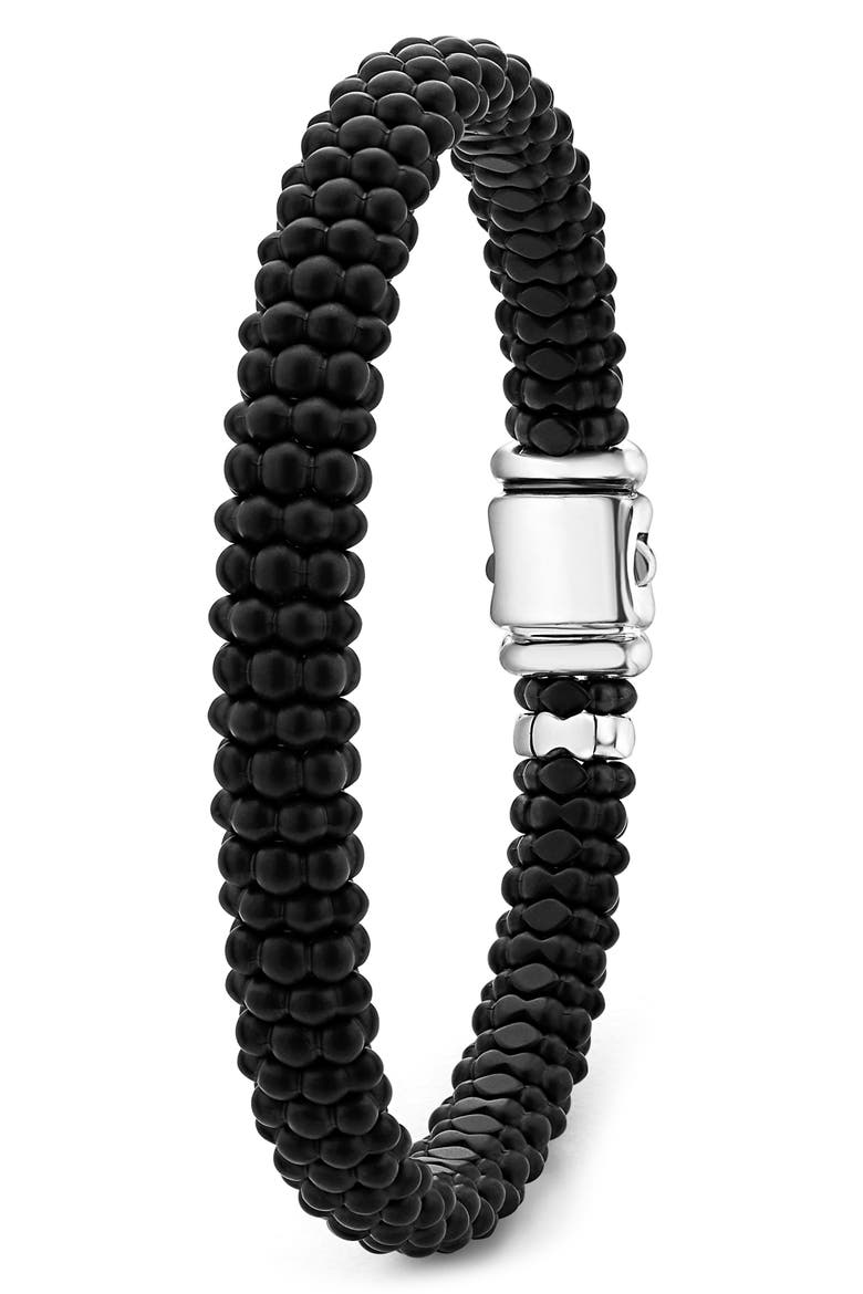 Men's Black Caviar Station Bracelet, Alternate, color, BLACK