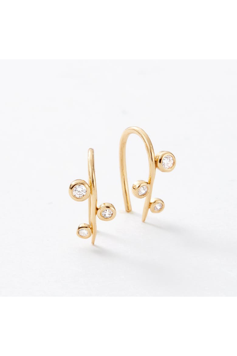 Aralia Gold Earrings with White Topaz, Main, color, Gold