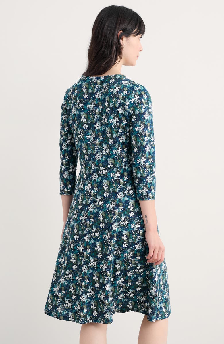 Seasalt Cornwall Enor Print Organic Cotton Fit & Flare Dress, Alternate, color, Moorland Floral Maritime