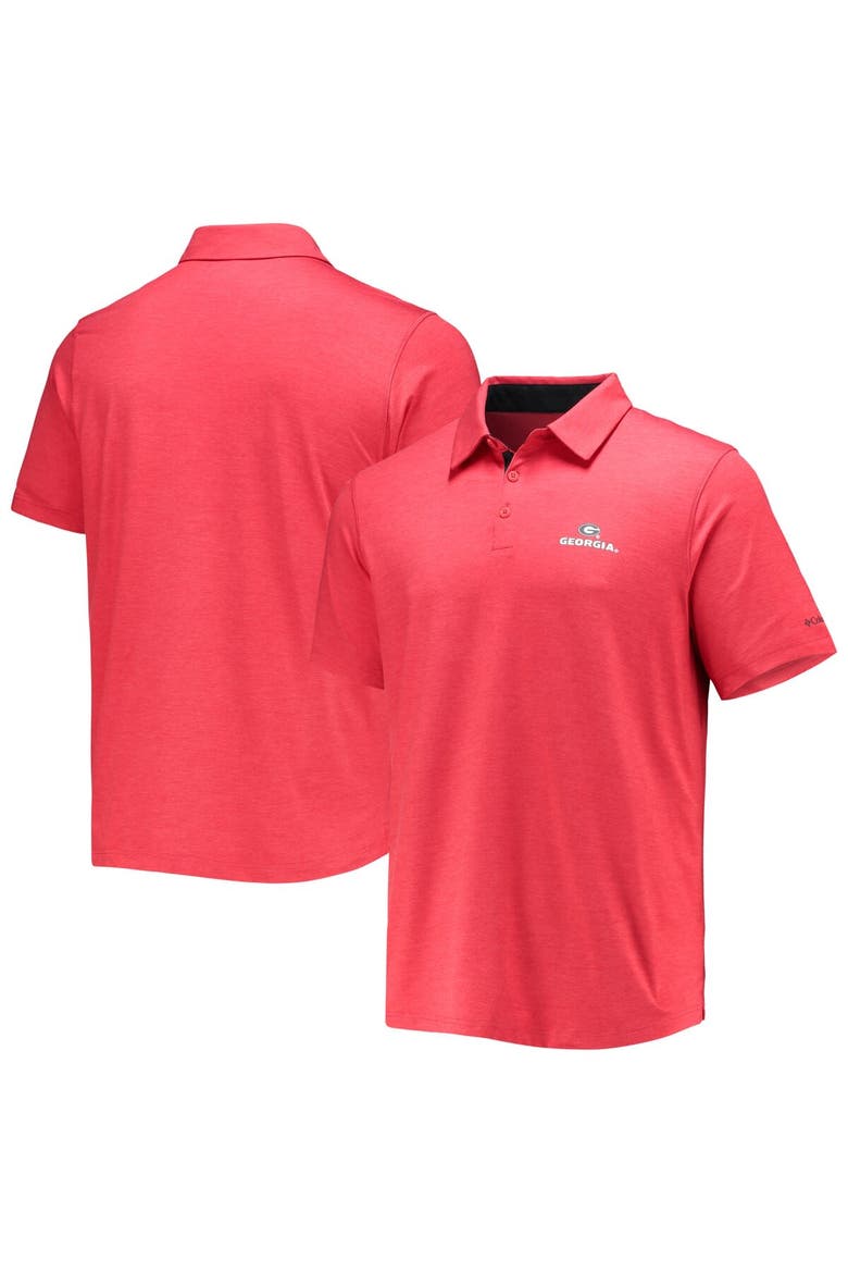 Men's Columbia Red Georgia Bulldogs Tech Trail Omni-Shade Polo, Alternate, color, Red