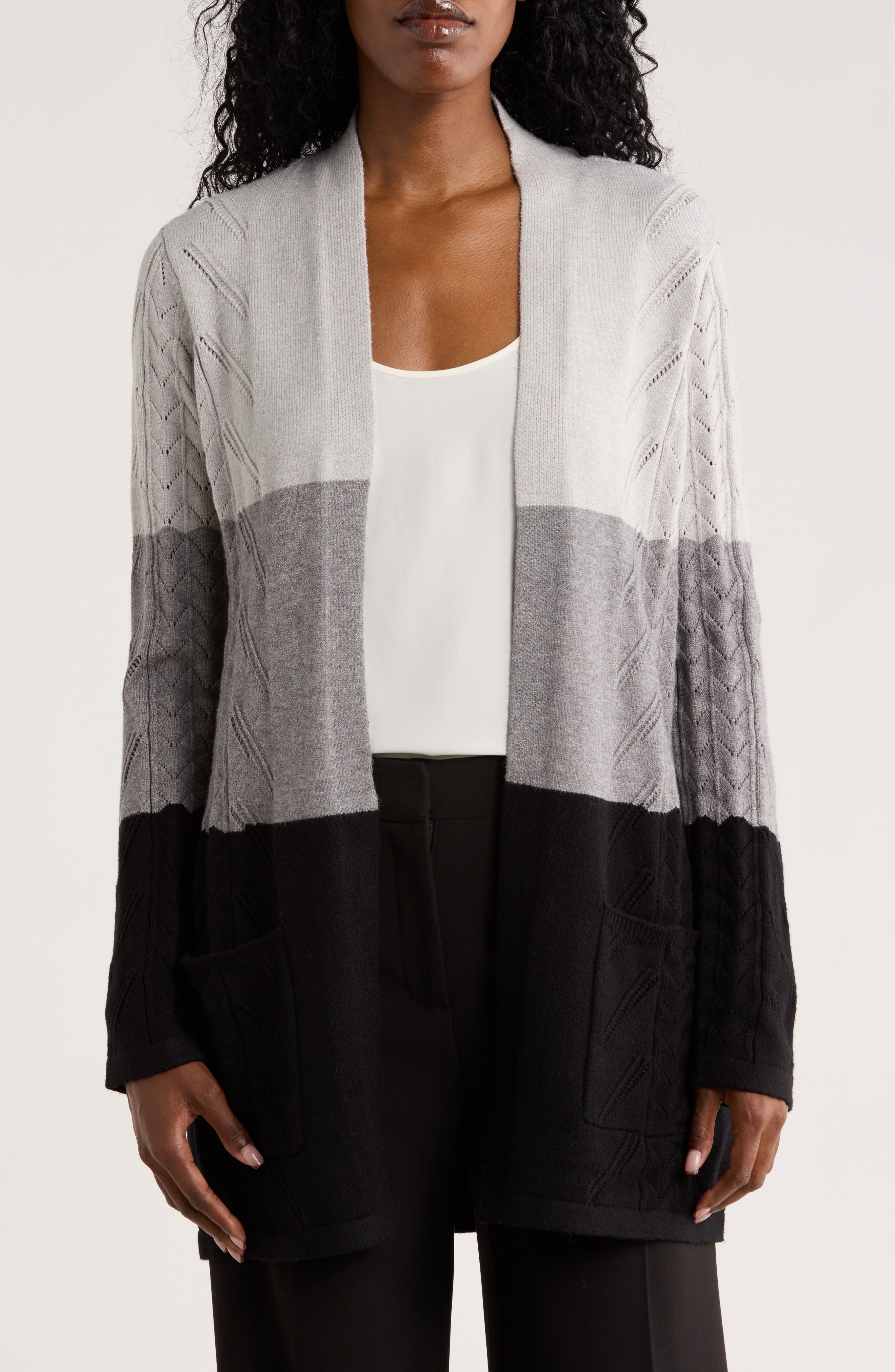 CYRUS Colorblock Pointelle Cardigan