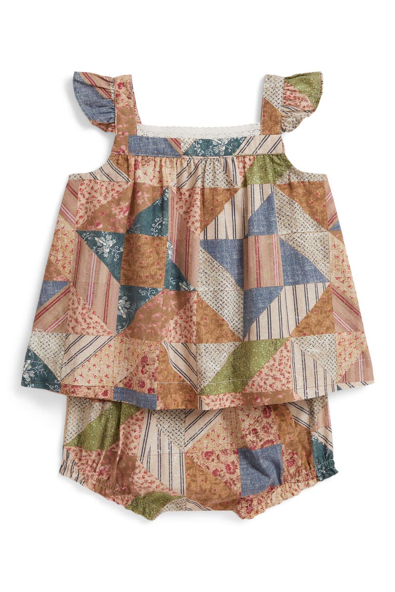 Patchwork Print Cotton Poplin Top & Bloomers Set, Main, color, CORTNEY PATCHWORK