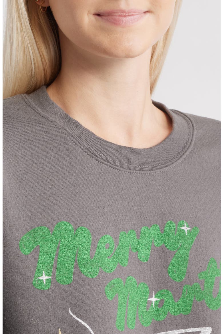 Merry Martinis Fleece Graphic Sweatshirt, Alternate, color, CHARCOAL