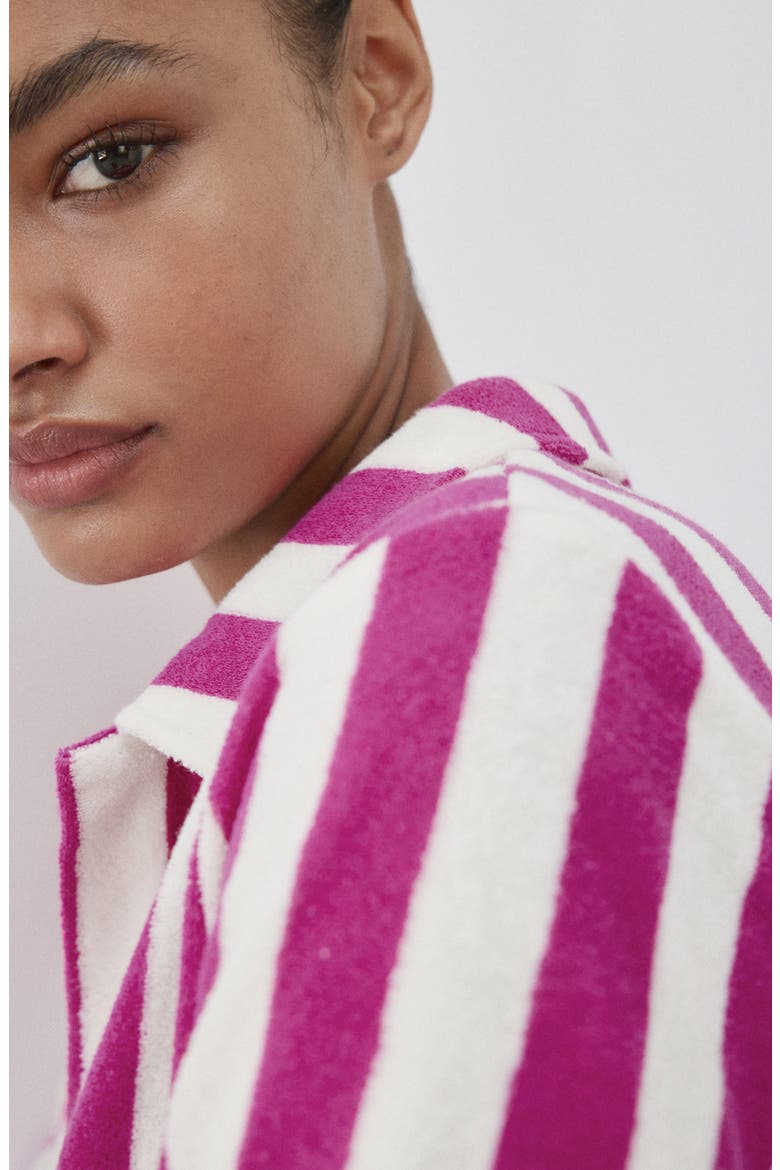 Stripe Terry Nightgown, Alternate, color, FUCHSIA