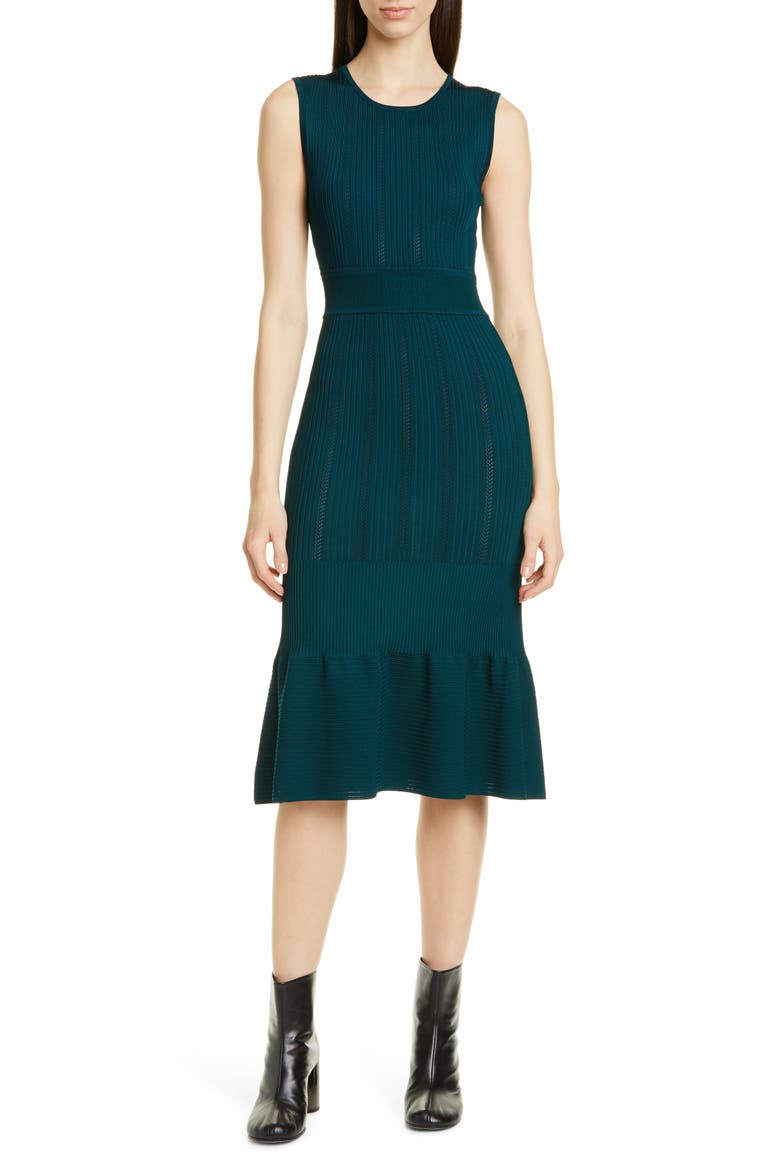 Pointelle Sweater Dress, Main, color, SPRUCE