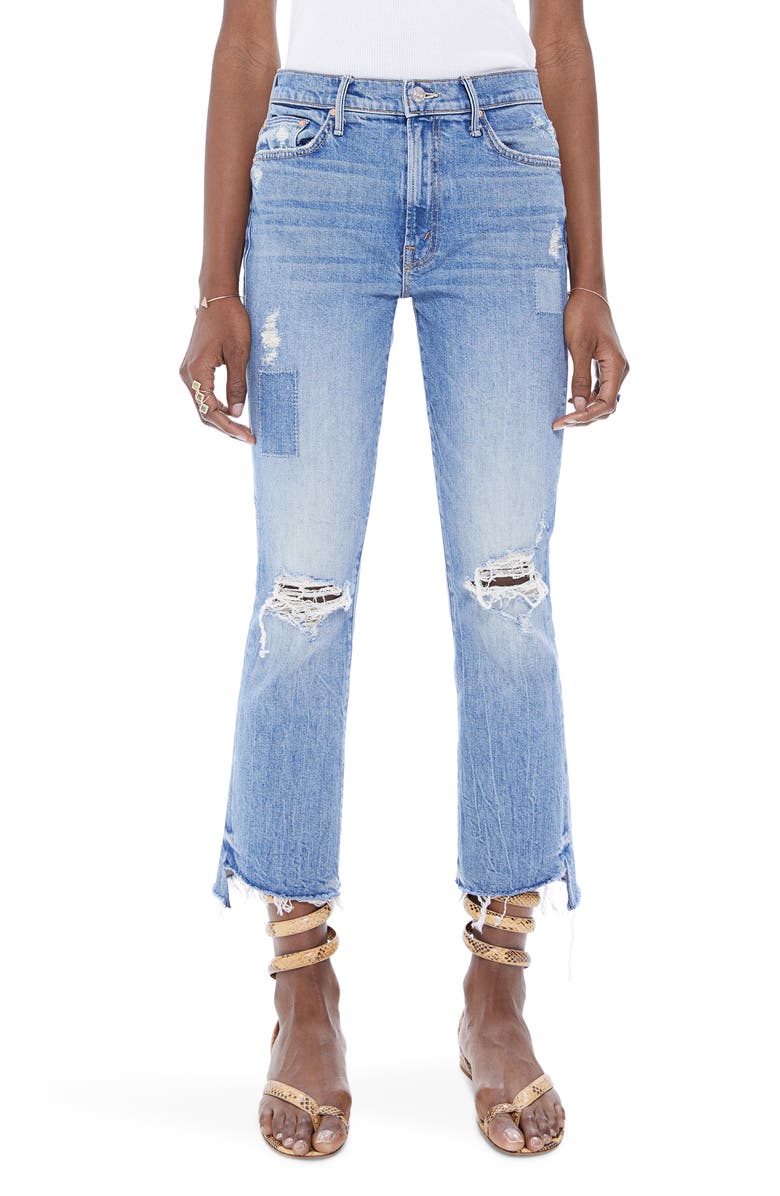 MOTHER The Insider High Waist Crop Step Fray Hem Bootcut Jeans, Main, color,