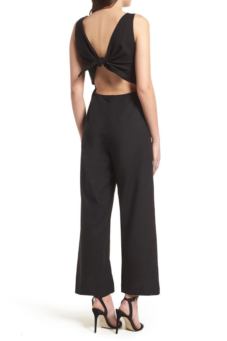 Crop Wide Leg Jumpsuit, Alternate, color, BLACK