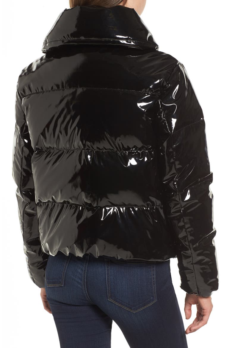 Shiny Puffer Jacket, Alternate, color, BLACK