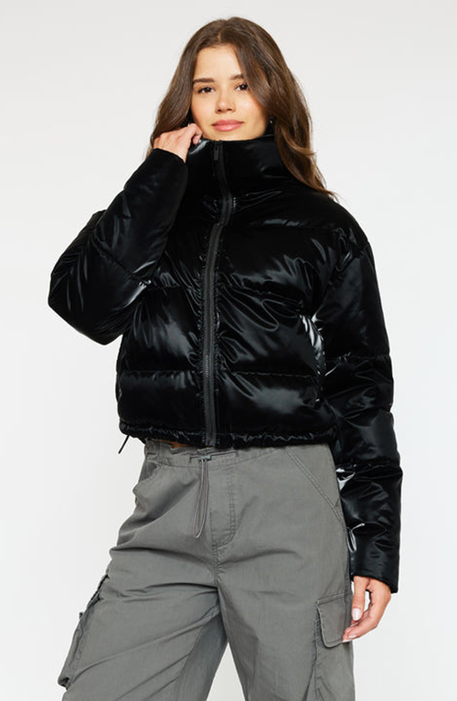 Kancan Lux Cropped Puffer Jacket In Black
