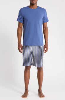 Crewneck T-Shirt & Striped Shorts Pajama Set