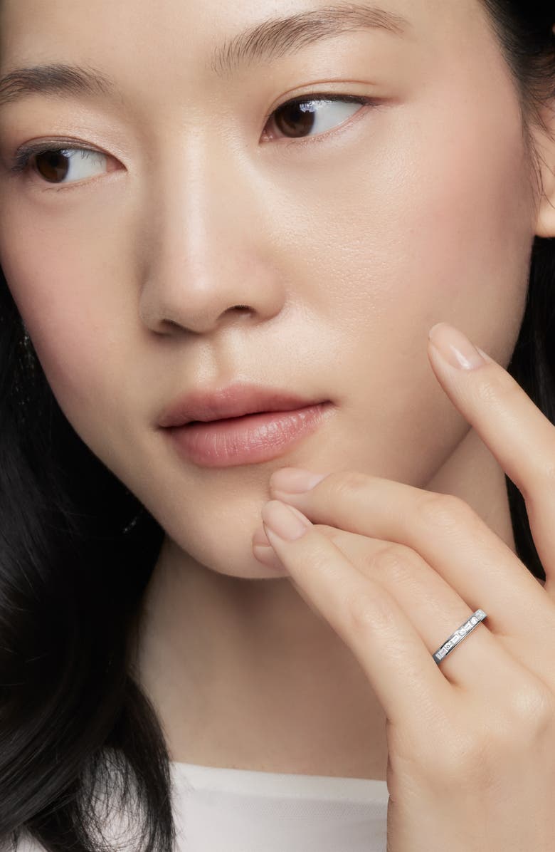 David Yurman DY Eden Partway Alternating Diamond Band Ring in Platinum with Diamonds, 2.8mm, Alternate, color,