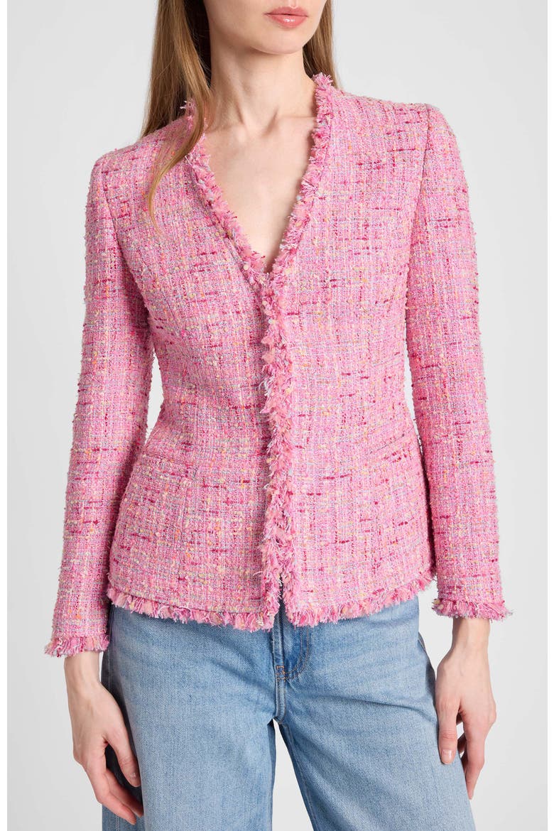 Cynthia Jacket in Luxury Cotton Blend Tweed, Main, color, Candy Pink