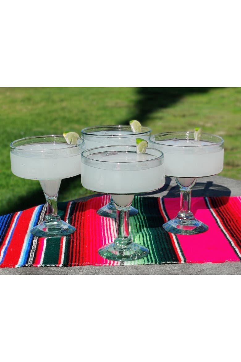 Hand Blown Margarita Glasses (16 oz) - Set of 4, Alternate, color, Clear