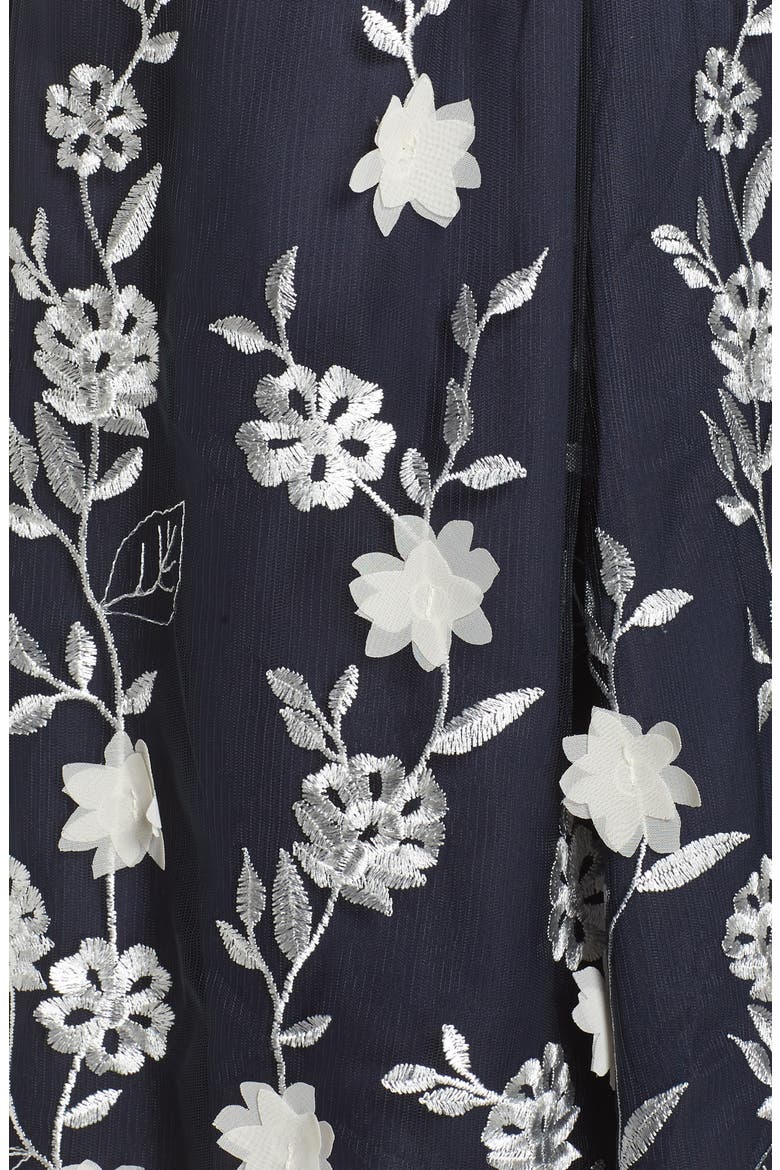Embroidered A-Line Skirt, Alternate, color, NAVY IVORY