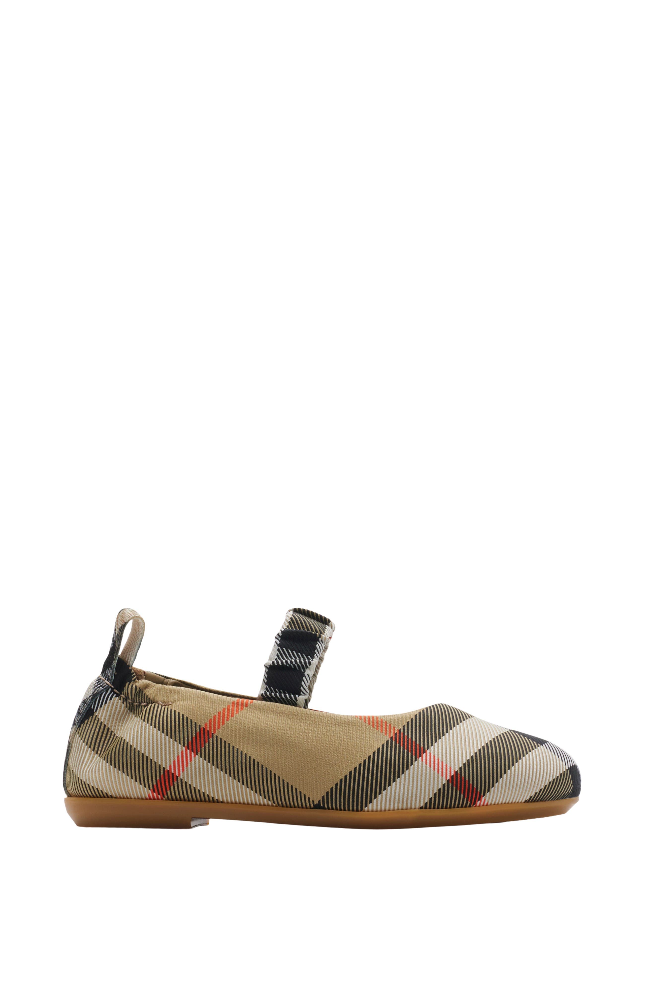 Burberry Check Ballerinas, Main, color, Sand