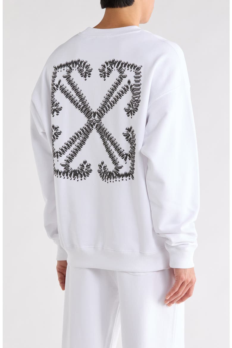 Tattoo Arrow Skate Crewneck Sweater, Alternate, color, WHITE-BLACK