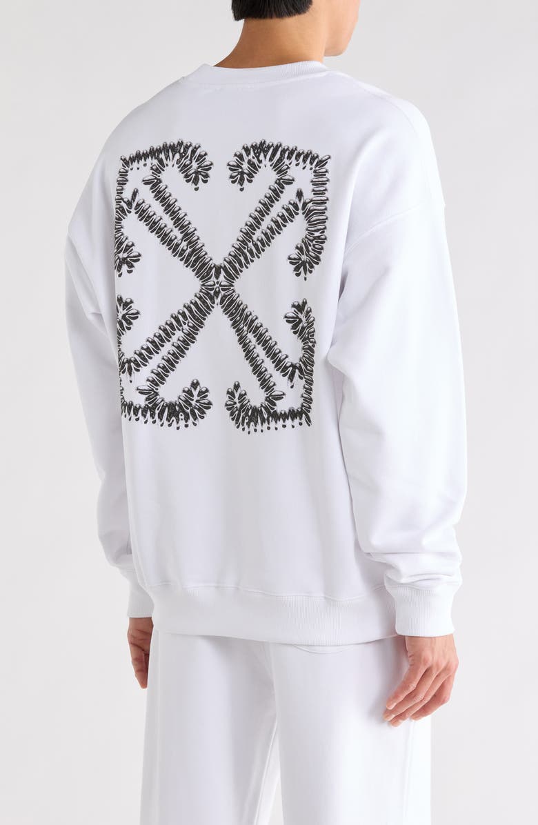 Off-White Tattoo Arrow Skate Crewneck Sweater, Alternate, color, White-Black