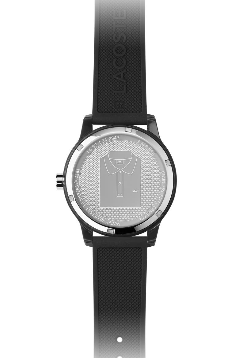 12.12 Rubber Strap Watch, 42mm, Alternate, color, BLACK