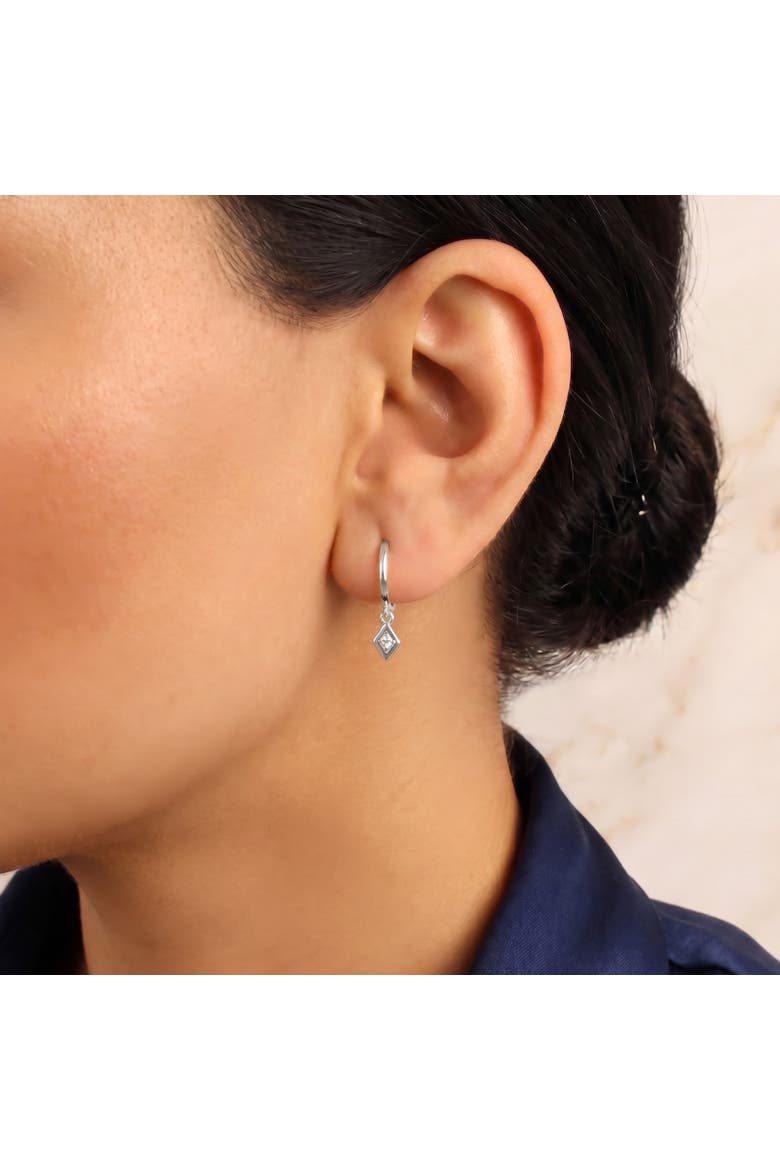 Sterling Silver Rhombus Pave Spike Drop Earring, Alternate, color, Silver
