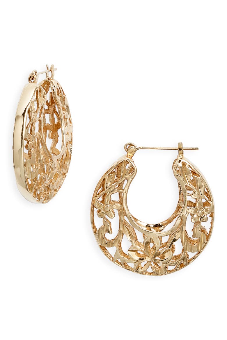 Spanish Fly Hoop Earrings, Main, color, GOLD