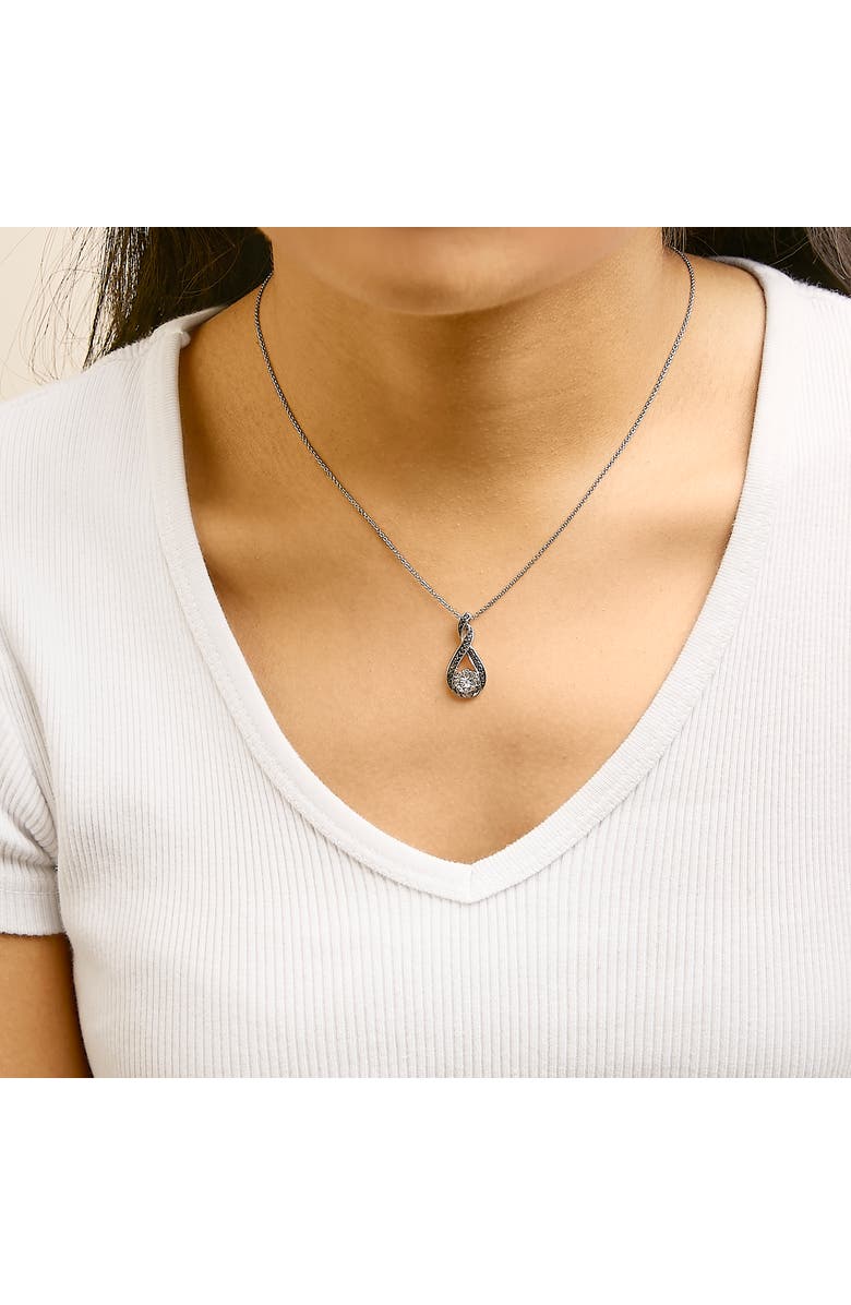 Haus of Brilliance Black Rhodium Plated Sterling Silver Diamond Accent Swirl Drop Pendant Necklace, Alternate, color, Silver