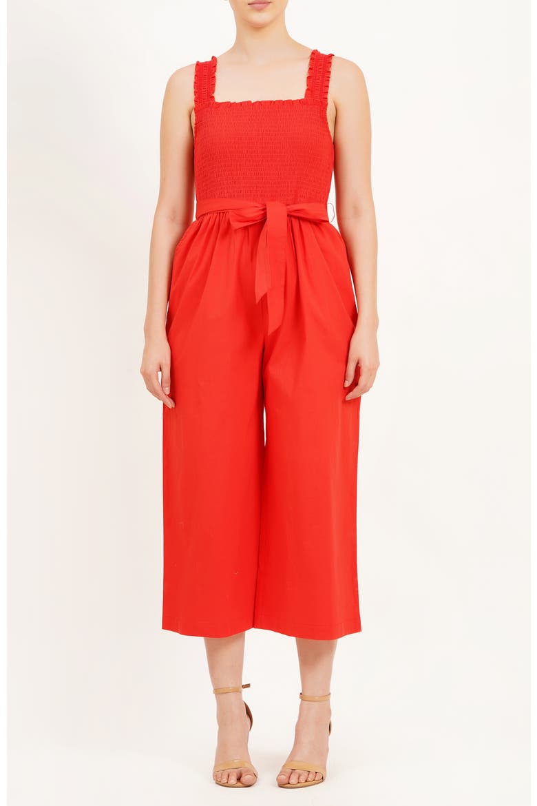 Janet Cropped Jumpsuit, Main, color, Red