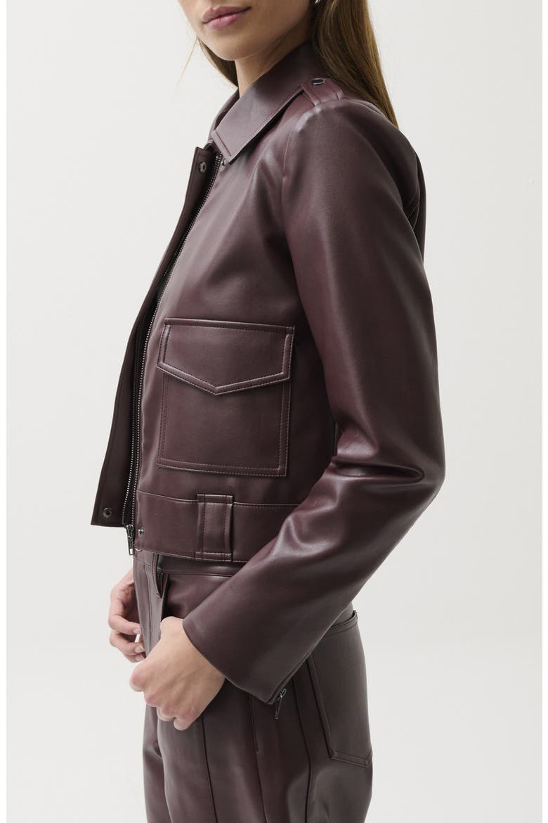 Bex Faux Leather Crop Jacket, Alternate, color, CABERNET