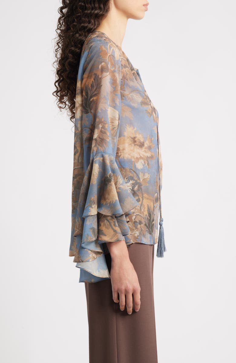 KOBI HALPERIN Mullin Floral Trumpet Sleeve Shirt, Alternate, color, Skyline Multi