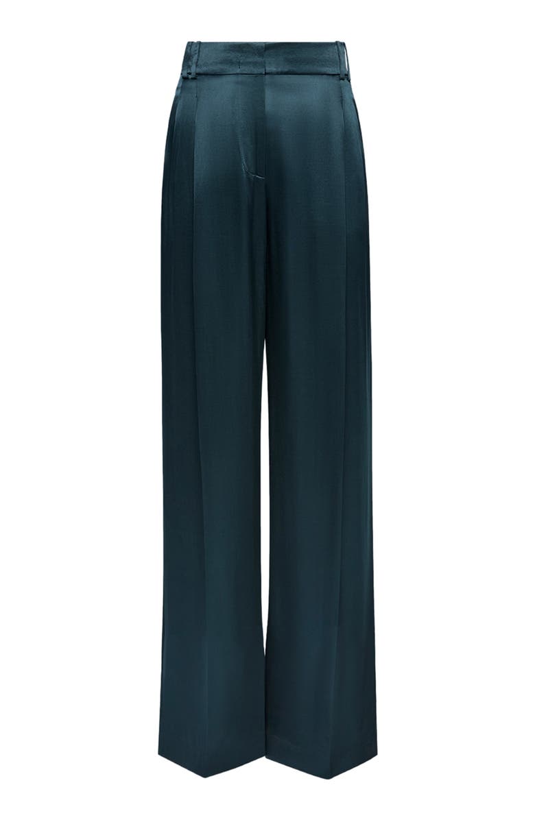 Another Tomorrow Satin Pleated Trouser, Alternate, color, Juniper