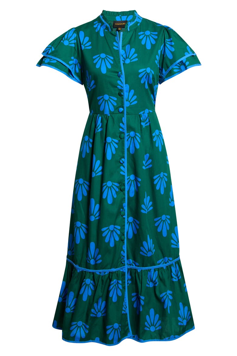 Davie Floral Print Midi Dress, Alternate, color, EMERALD-MULTI