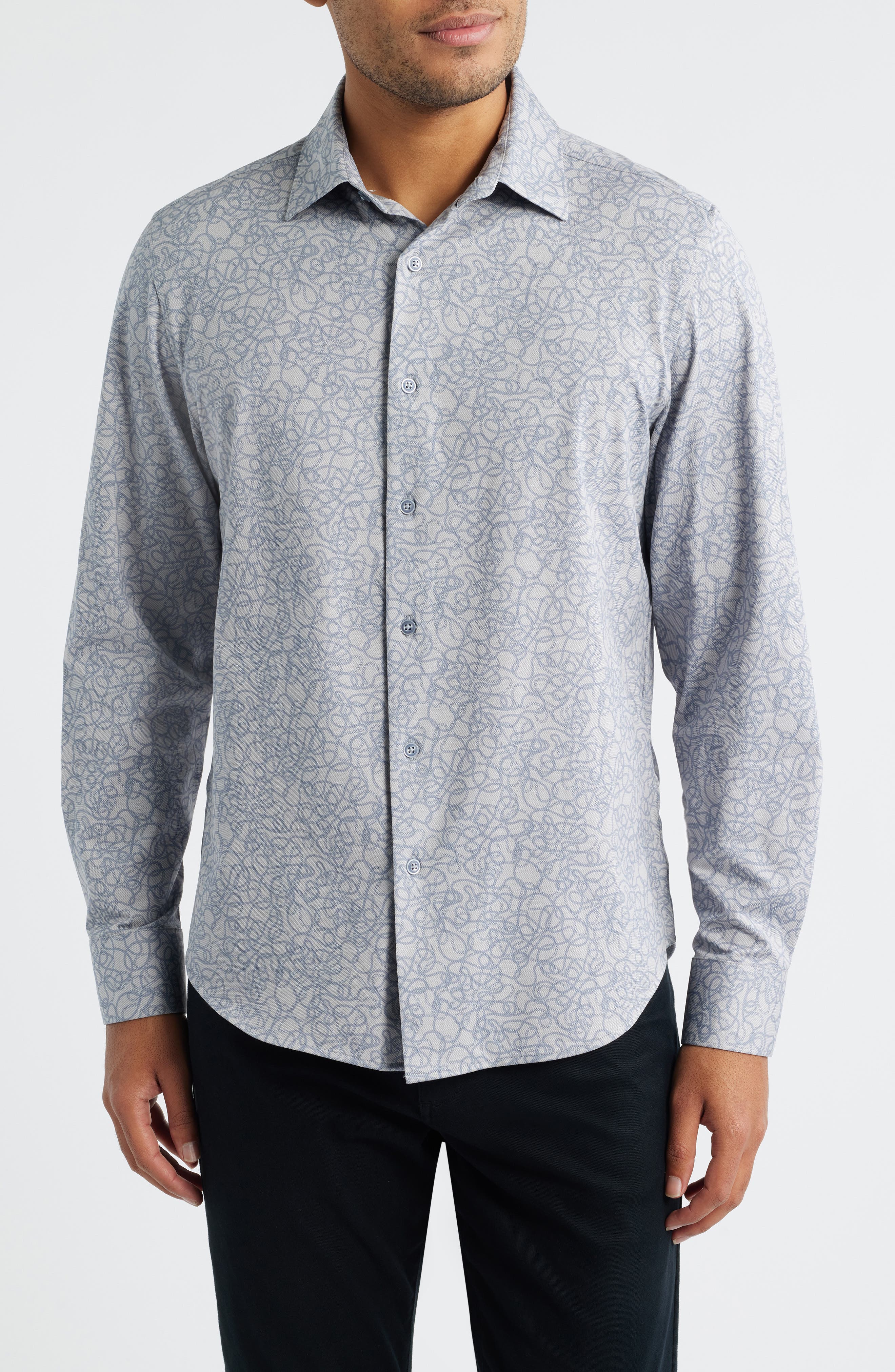 James OoohCotton Serpentine String Print Twill Button-Up Shirt