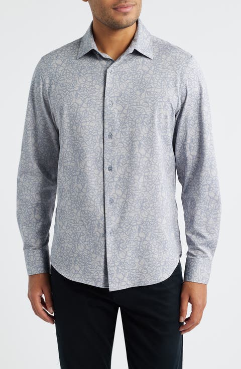 James OoohCotton® Serpentine String Print Twill Button-Up Shirt