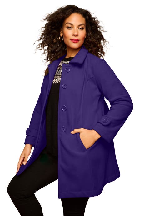 Plus Size Button Up Fleece Jacket (Plus)