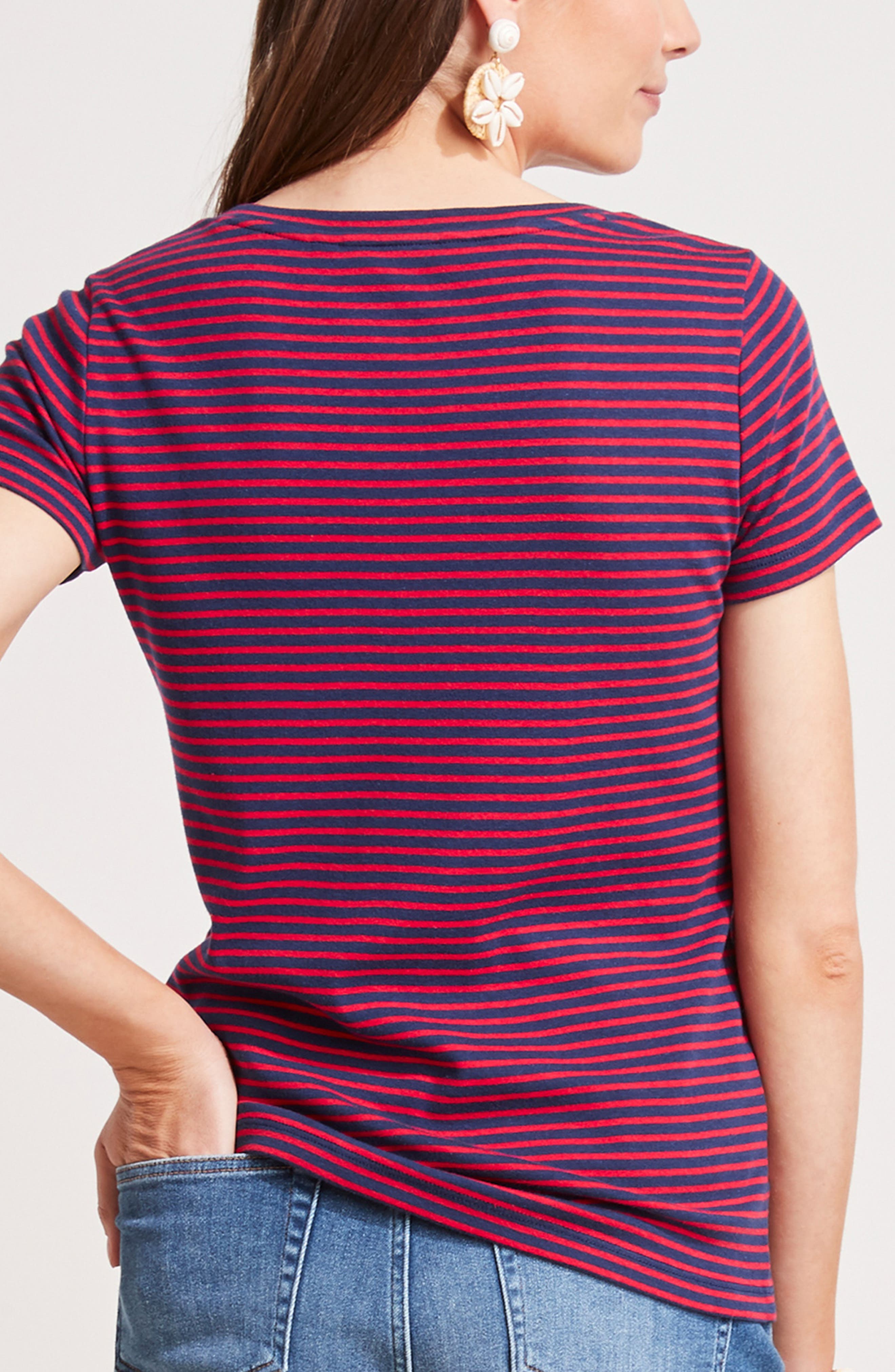 Simple Stripe V-Neck T-Shirt - image 2